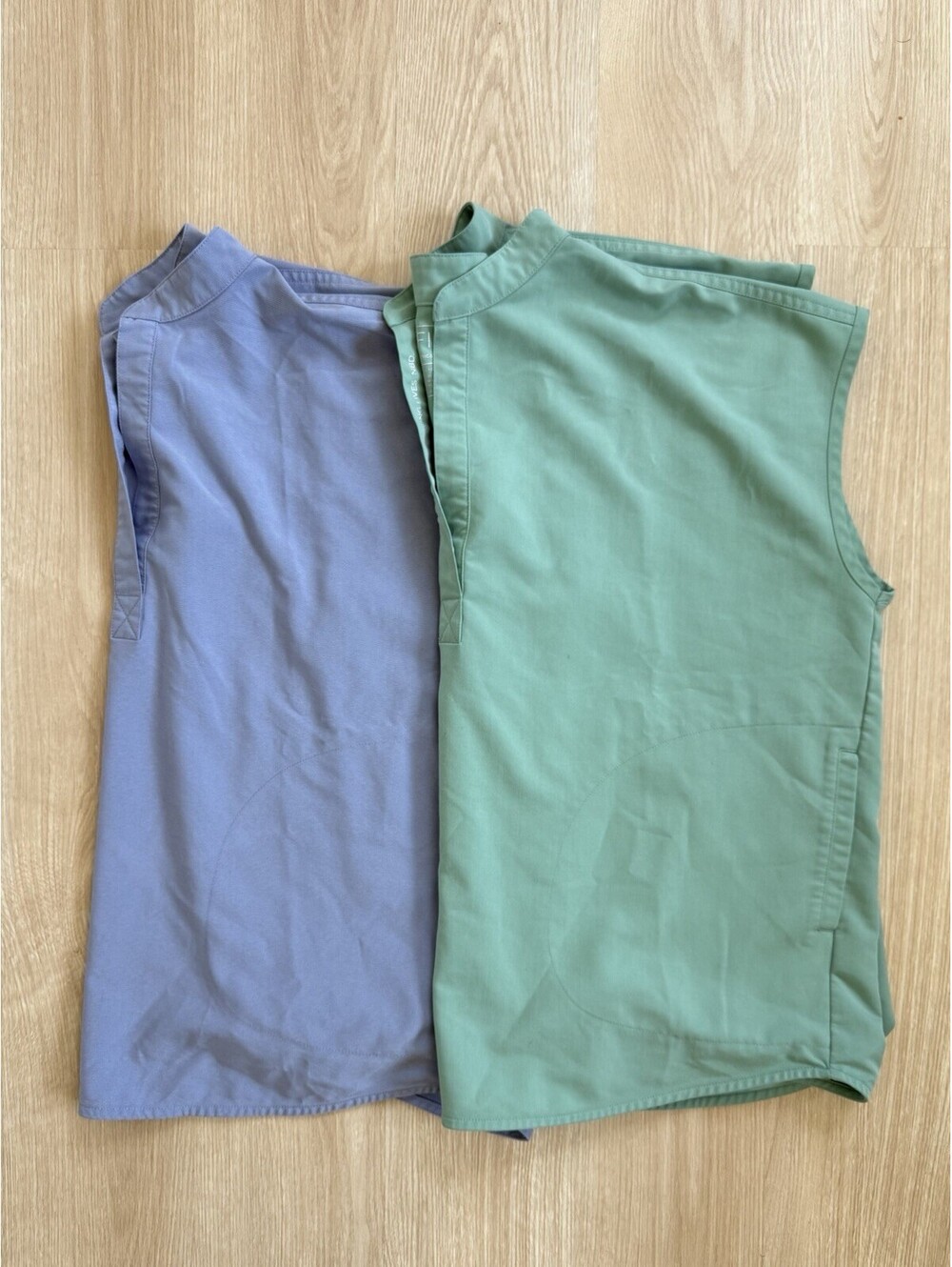 FIGS Rafaela (2) Oversized Scrub Top Sleeveless Shirt Sz L Light Blue + Green